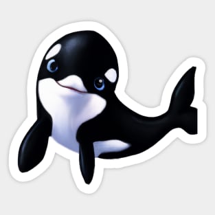 Cute Orca Drawing Sticker